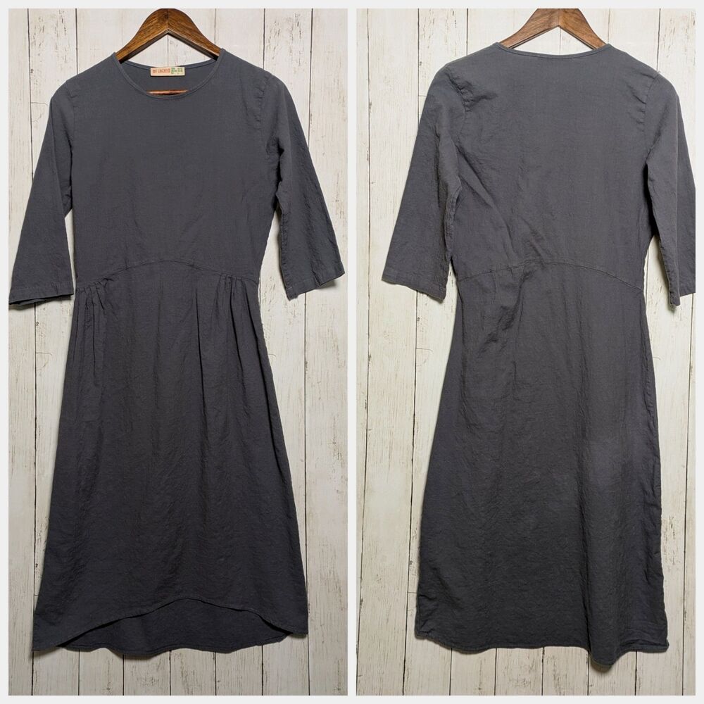 Gray Linen Midi Dress Large Cottagecore Minimalist Lagen Maternity My Linenism